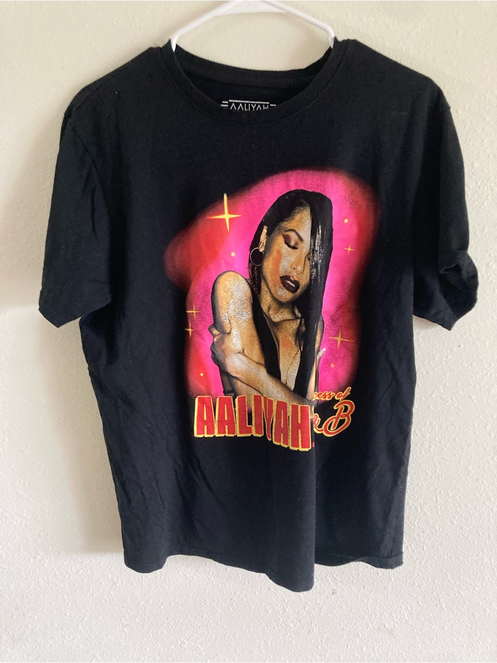 Aaliyah "Princess of R&B" black graphic t-shirt